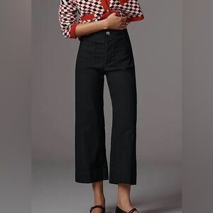 Anthropologie Maeve The Colette Magic Fabric Crop Wide-Leg Black Pants size 33